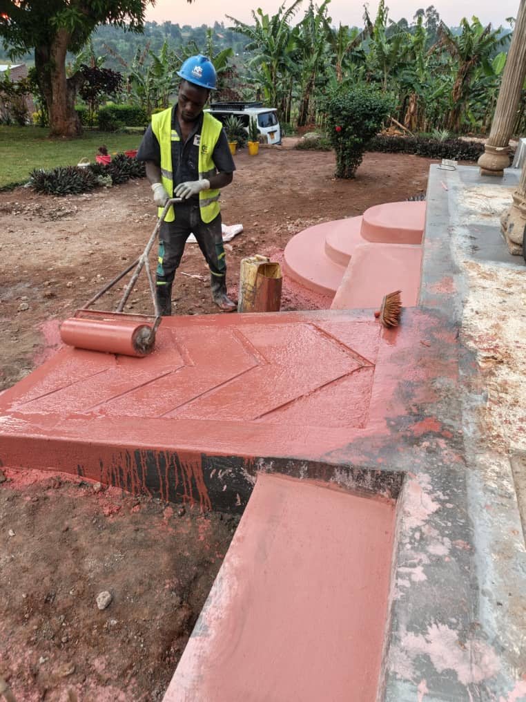 Coloured exterior surface finishing