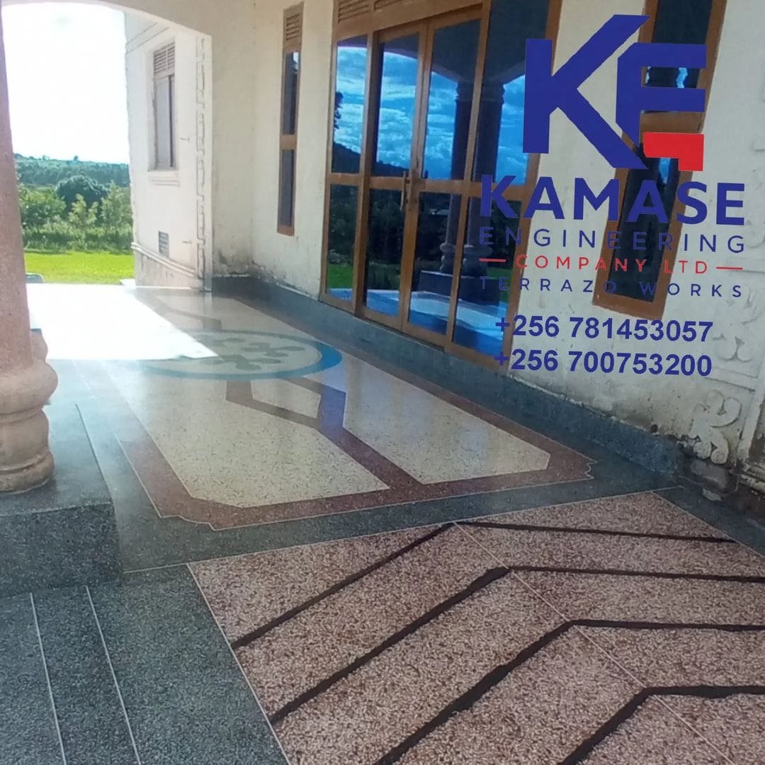 Polished decorative terrazzo porch and corridor