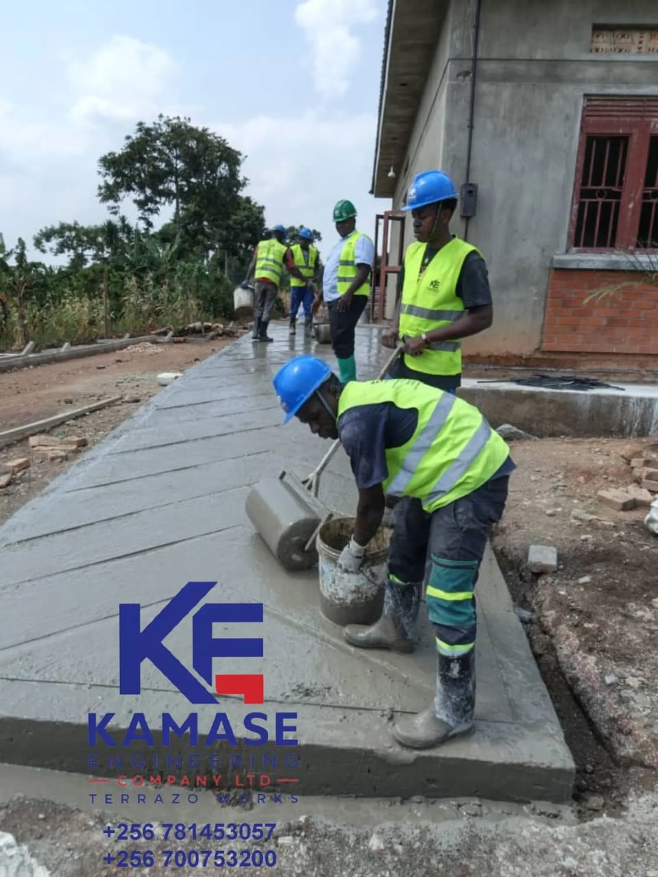 Concrete walkway placement