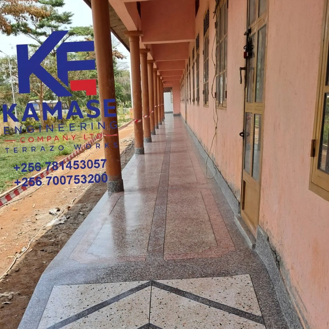 Terrazzo seating installation along an exterior wall